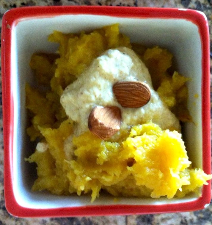 Today’s “no guilt” dessert – Butternut Squash with mango almond creme