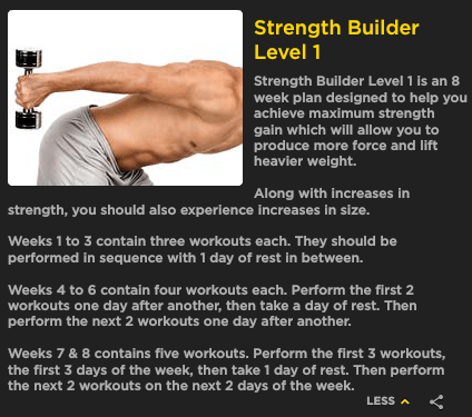 My Workout Log – Strength Builder Level 1: Week 8: Day 2